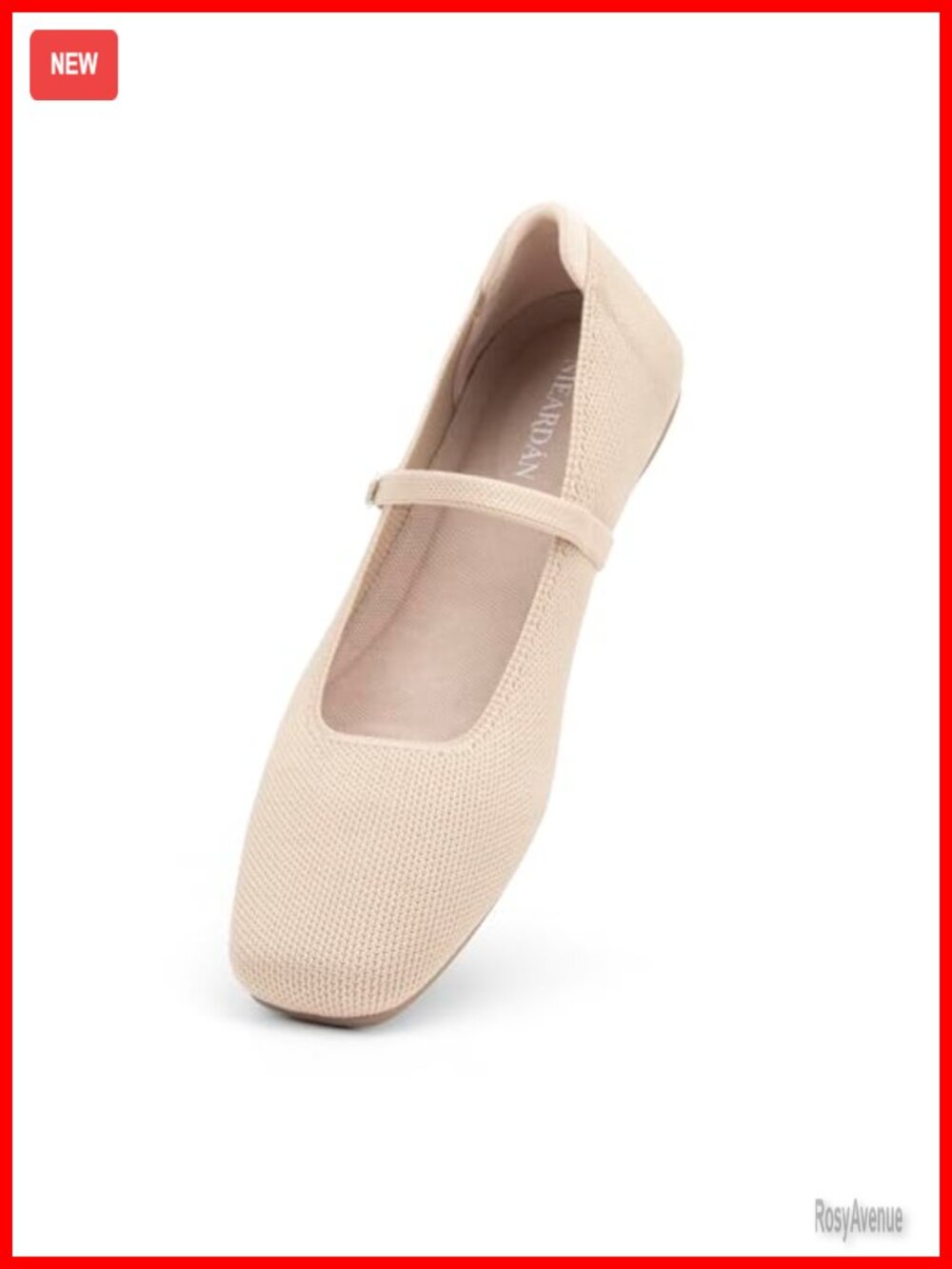 Women's Square Toe Knit Ballet Flats Slip On Mary Jane Shoes